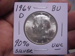 1964 D Mint Silver Kennedy Half Dollar