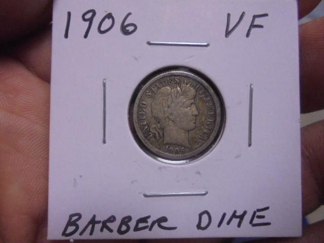 1906 Silver Barber Dime