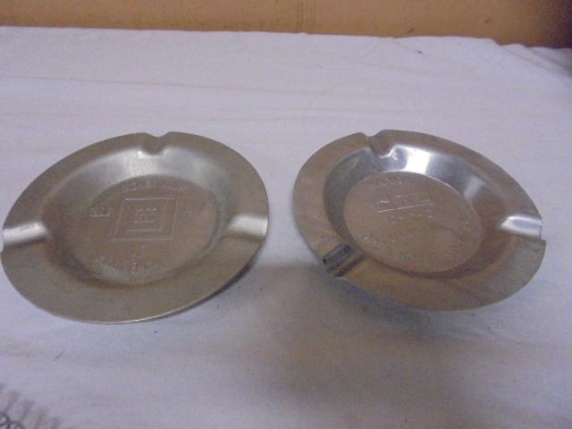 Set of 2 Vintage Metal GM Ashtrays