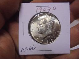 1968 D Mint 40% Silver Kennedy Half Dollar