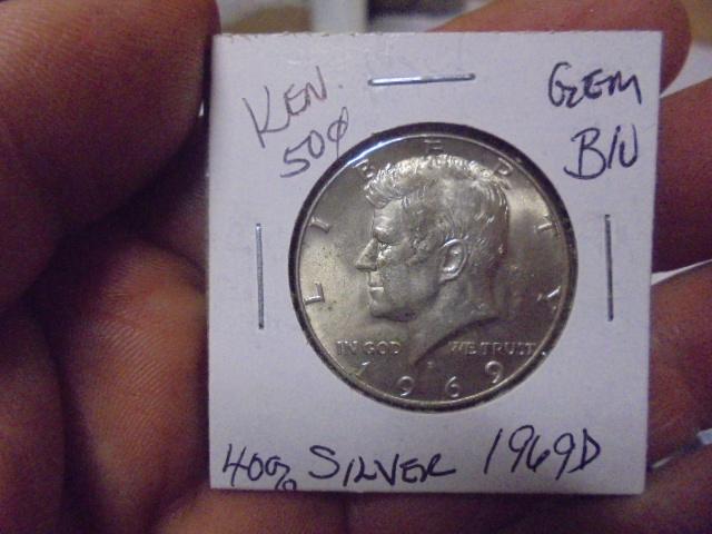 1969 D Mint 40% Silver Kennedy Half Dollar