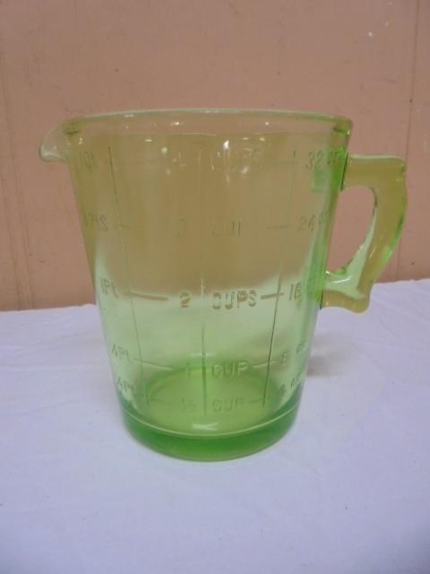 Vintage Green Depression Glass 4 Cup Measuring Cup