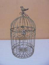 Metal Art Decorative Bird Cage w/ Bird on Top