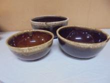 Vintage 3pc Set of Kathy Hale Brown Drip Mixing Bowls