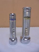 2 Vintage Ray-O-Vac Stainless Steel Flashlight