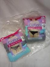 2 Packs of 5 Hanes Tagless Hi-cuts Breathable Cotton Underwear Size 7/L