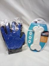 2Pc Dog Grooming/Shedding Lot- Shedding Glove, FURemover Stone