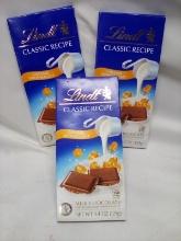 Lot of 3 Lindt Classic Recipe Milk Chocolate Caramel w/ Sea Salt 4.4Oz Bars
