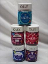 5Pc Olly Gummy Lot- Stress, Immunity, Elderberry, Sleep, Immunity Sleep
