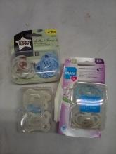 Lot of 6 Various 0-6Mnth and 6-16Mnth Day and Night Pacifiers