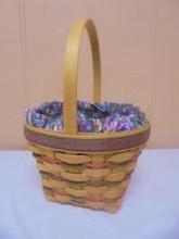 1996 Longaberger Stained Easter Basket w/ Liner & Protector