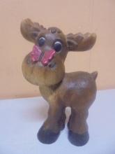 Moose Statue w/ Red Butterfly on Nose
