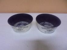 2 Metal Harley Davidson Metal Ashtrays