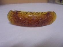 Vintage Amber Fenton Daisy & Button Art Glass Canoe