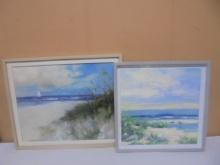 2 Framed & Matted Beach Scene Prints
