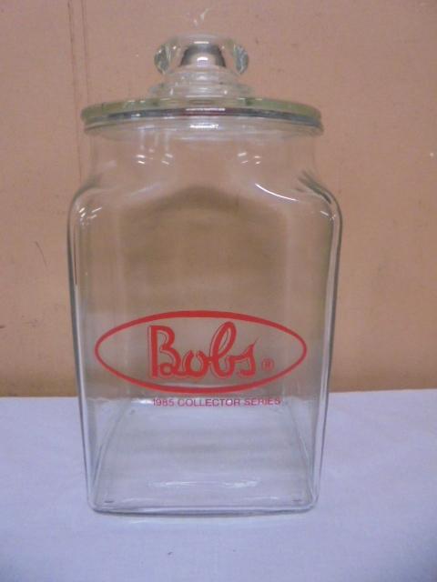 Large Glass Bobs Jar w/ Lid