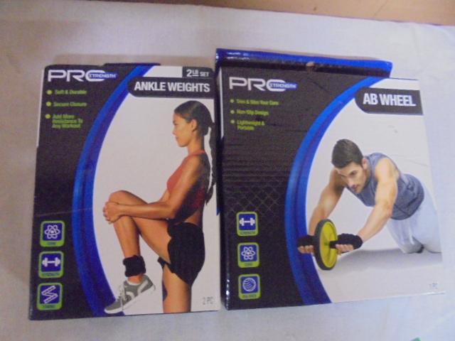 Pro Strength 2lb Ankle Weights Set & Ab Wheel