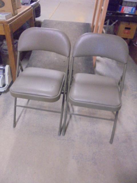 2 Matching Heavy Duty Padded Steel Folding Chairs