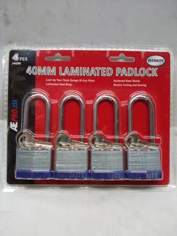 4Pack of ATEproUSA 40mm Laminated Padlocks w/ Keys