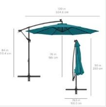 Solar LED Offset Hanging Patio Umbrella w/ Crank Tilt Adjustment – 10ft Blue