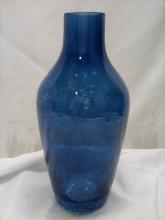 12” Blue Shattered Glass Appearing Vase