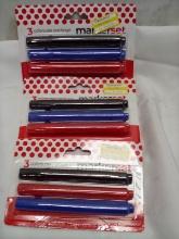 Qty 3 Permanent Marker Set Red Black Blue