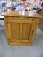 White Clad Solid Oak Ice Box Style End Table w/ Door