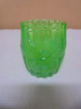 Vintage Wheeling W. VA The Stogie City Green Glass Toothpick Holder