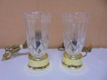 Beautiful Set of Lead Crystal & Crass Accent Table Lamps