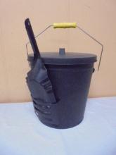 Metal Ash Pail w/ Lid & Shower