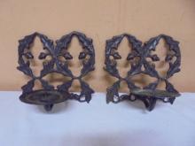 2 Cast Iron Wall Candle Holders