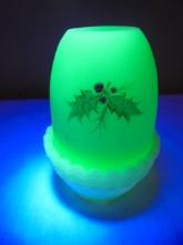 Vintage Fenton Custard Uranium Glass Hand Painted Fairy Lamp