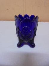 Vintage Joe St. Clair Cobalt Fan & Feather Toothpick Holder