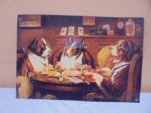 Metal Dogs Playing Poker Sign
