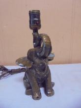 Vintage Metal Elephant Lamp