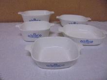 5pc Group of Assorted Vintage Corningware Blue Cornflower Baking Dishes