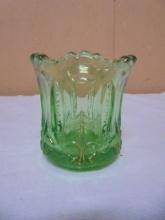Vintage Jefferson Glass Iris With Meander Glass Toothpick Holder