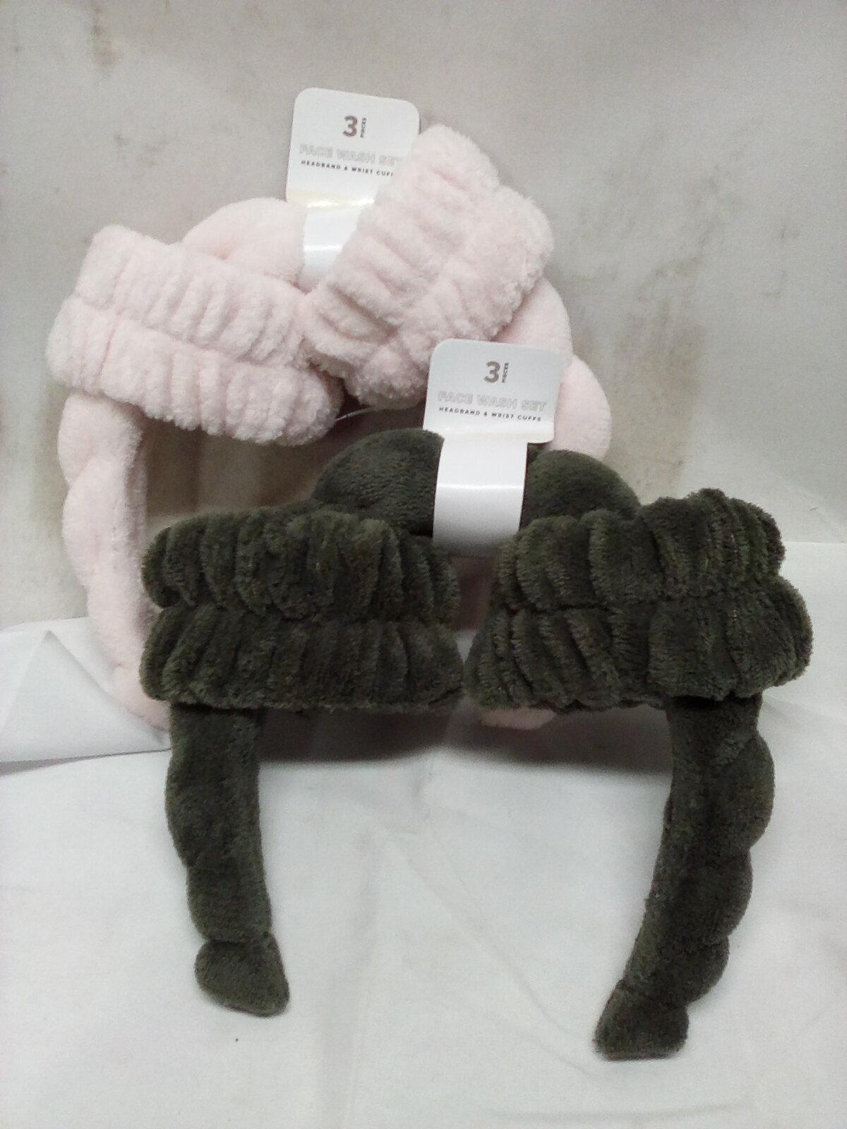 Qty 2 Face Wash Set- Headband and 2 Wrist Cuffs