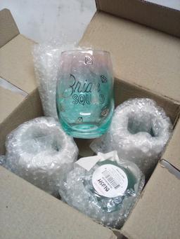 Set of 4 Ombre BLUSH “Bride Squad” Glasses