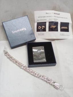 Loumssiy White Gold Length Adjusting Box Clasp Chain Anklet- MSRP $186.24