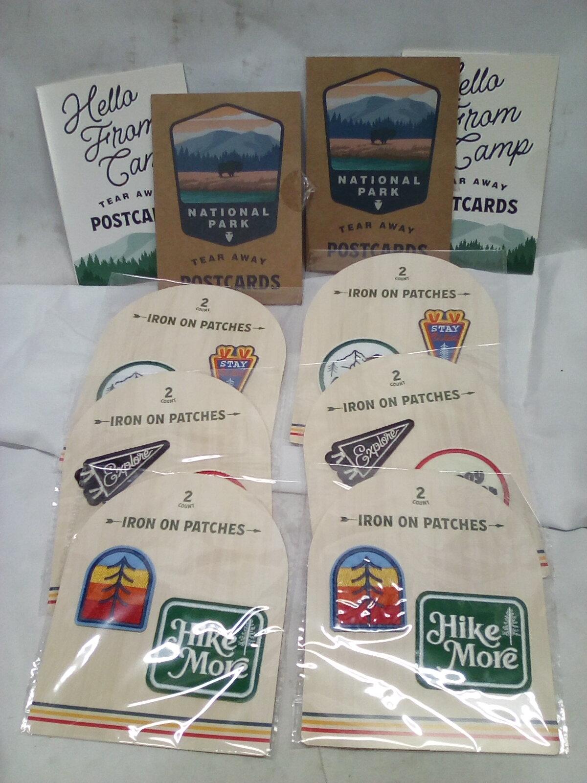 Qty 2 Hello From Camp/ National Park Postcards/ Qty 6 Iron on Patches