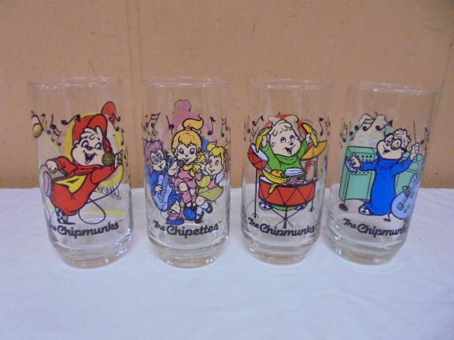 Set of 4 Vintage Alvin & The Chipmunks Glasses