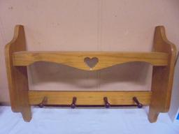 Wooden Wall Shelf w/ 4 Pegs