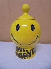 Vintage MCM McCoy USA Smiley Face Have A Nice Day Cookie Jar