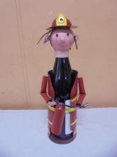 Metal Firefighter Wine Bottle Holder