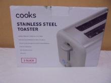 Cooks Wide Slot 2 Slice Stainless Steel Toaster