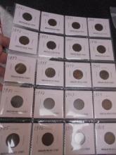 Group of 20 Assorted Date Indian Head Cents