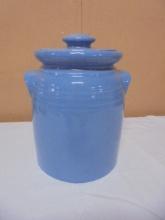 Blue Pottery Milk Can Cookie Jar