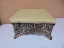 Cast Iron Ornate Upholstered Foot Stool