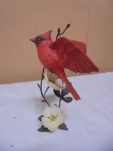 Royal Worcester Cardinal Bird Figure on Metal Tree